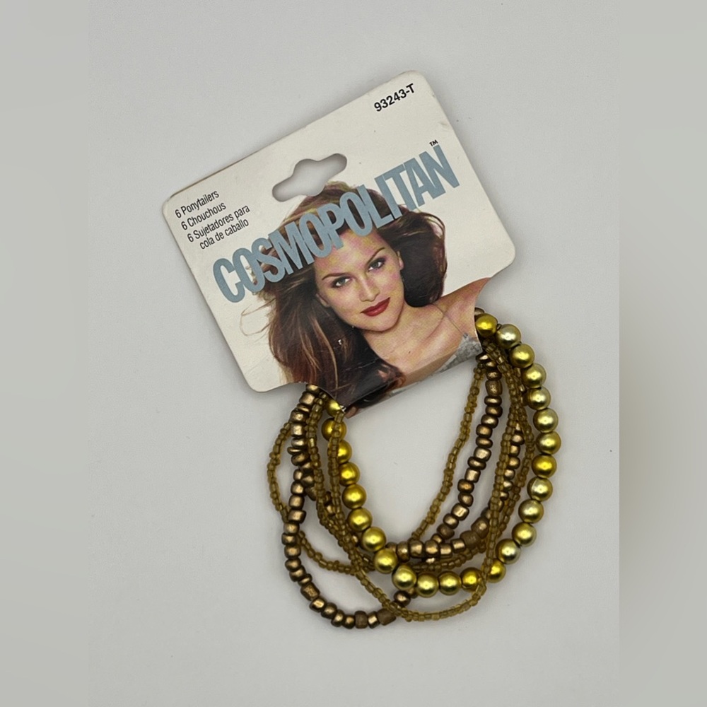 Vintage Y2K Cosmopolitan Gold Multi Strand Beaded Stretch Bracelet NWT